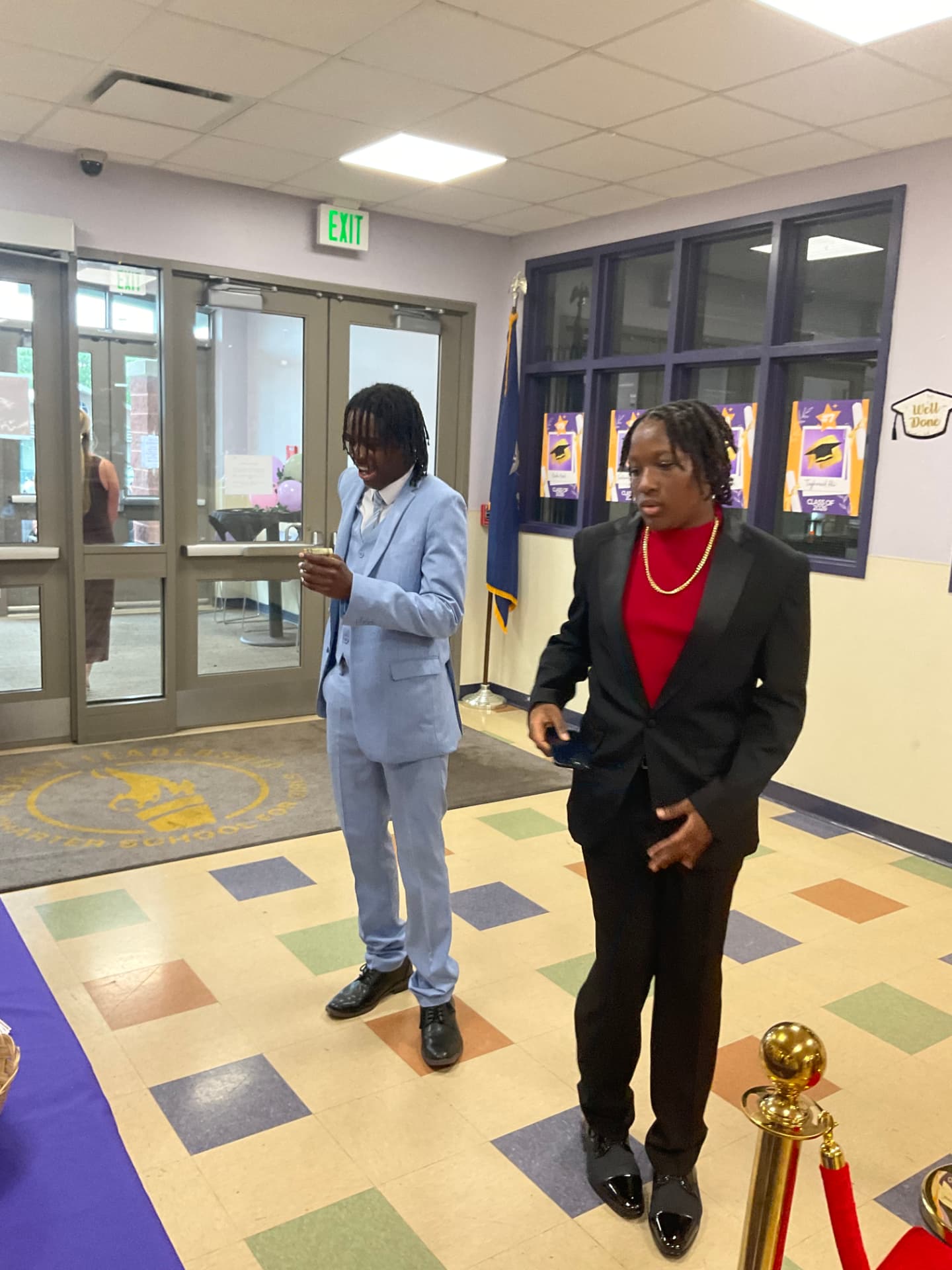 Green Tech High students arriving at Albany Leadership Charter School for the formal