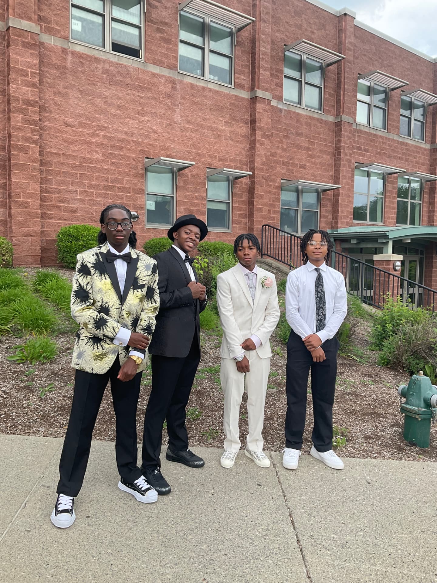 Green Tech High students in formal attire before the celebration